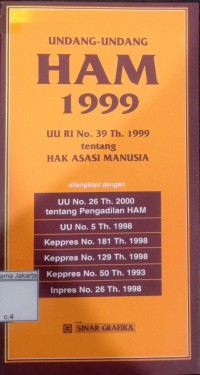Image of Undang-Undang HAM 1999: UU RI No. 39 Th. 1999 Tentang Hak Asasi Manusia